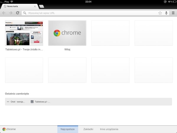 Google Chrome na iPada