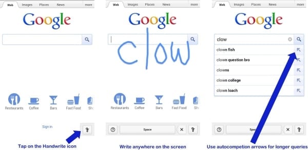 google handwrite search
