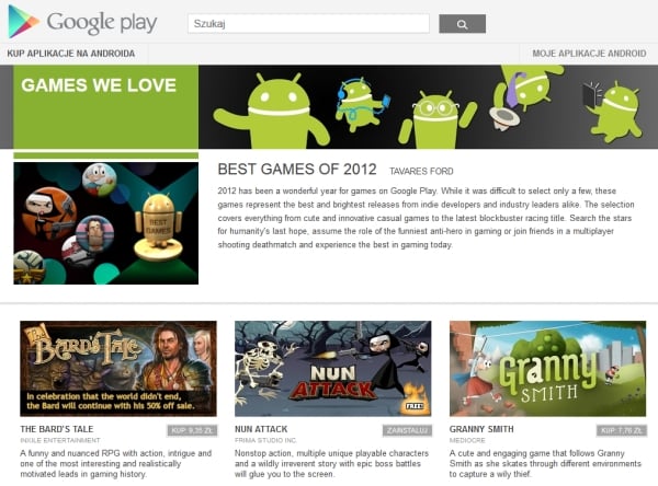 najlepsze gry android 2012