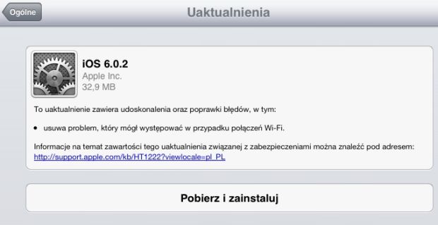 iOS 6.0.2 dla iPada mini i iPhone'a 5
