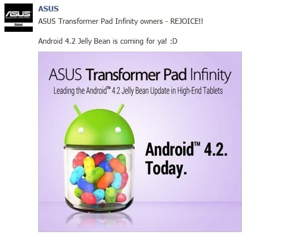 Android 4.2 dla Asusa Transformer Infinity tuż za rogiem