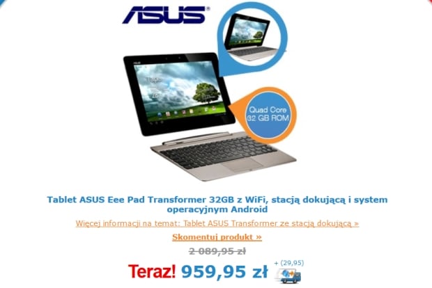 Promocja: recertyfikowany Asus Eee Pad Transformer TF201 za 990 złotych