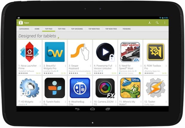 Aplikacje na tablety będą bardziej wyeksponowane w Google Play