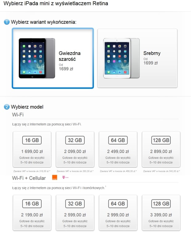iPad mini z ekranem Retina dostępny w Apple Online Store