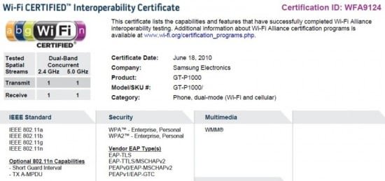 Samsung Galaxy Tab GT-P1000