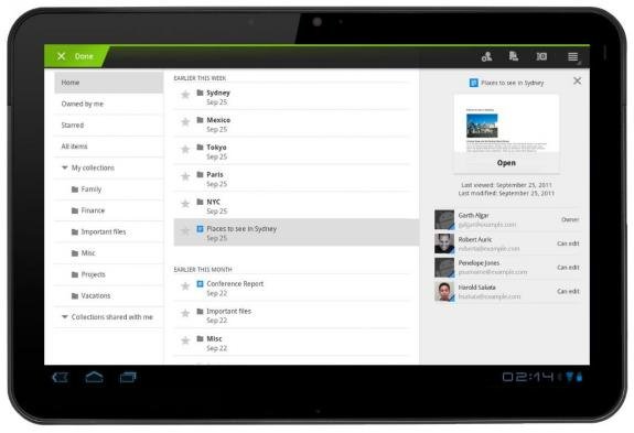 Google docs tablet honeycomb