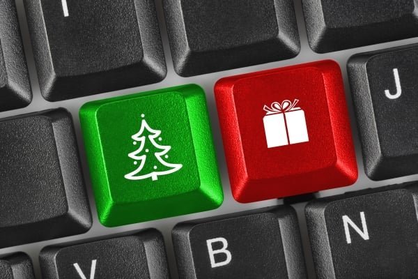 Computer-keyboard-with-Christmas-keys klawiatura choinka prezent