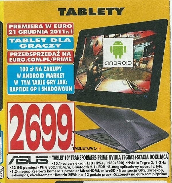 tablet asus transformer prime w polsce