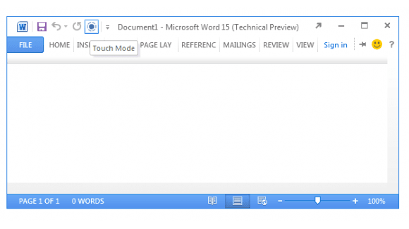 microsoft office 15 touch mode