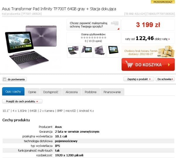 asus transformer pad infinity 700