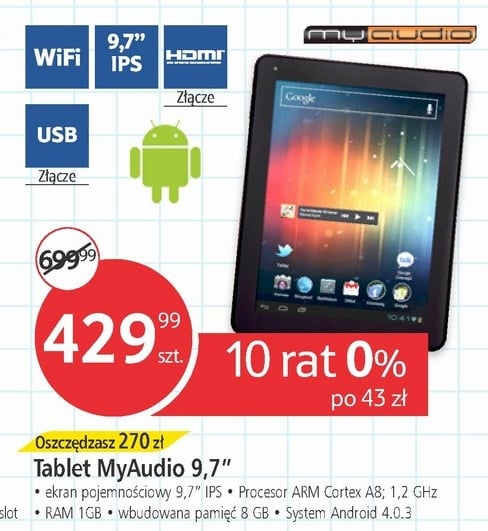 MyAudio 9,7" za 429 złotych