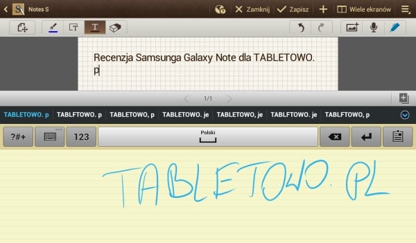 notatka ręczna galaxy note 10.1