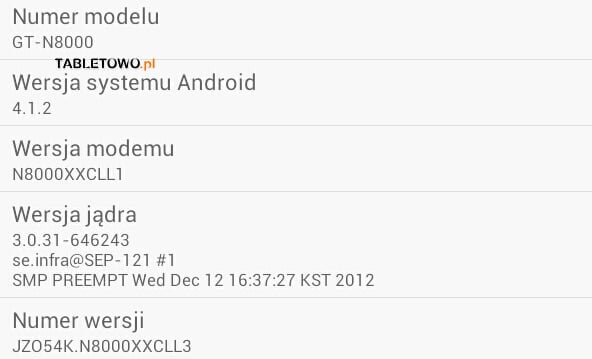 Samsung Galaxy Note 10.1 Android 4.1.2