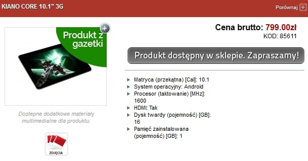 Promocja: Kiano Core 10.1 3G za 799 złotych