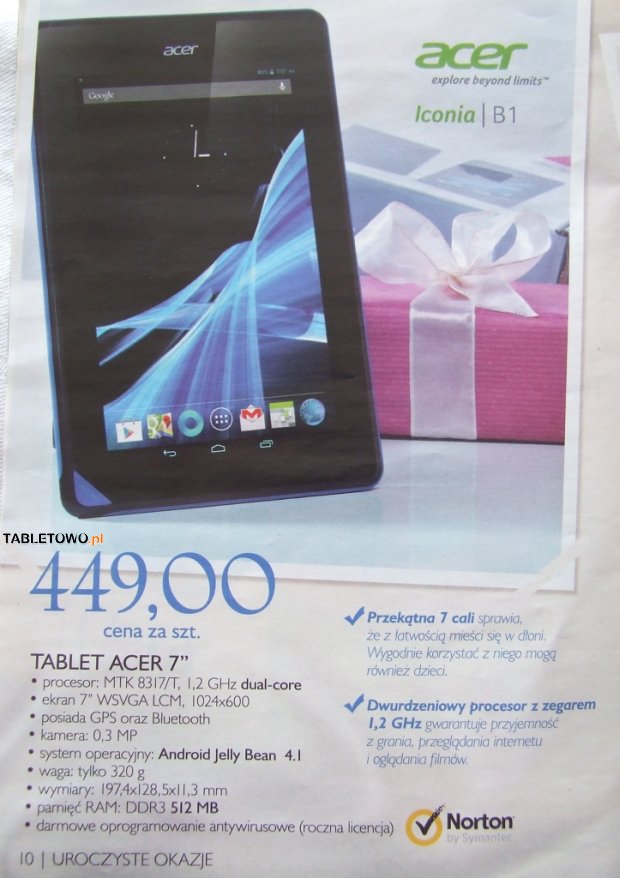 Promocja: Acer Iconia B1 z Nortonem za 449 złotych