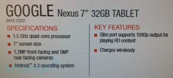 Nexus 7 2 z bezprzewodowym ładowaniem i Androidem 4.3
