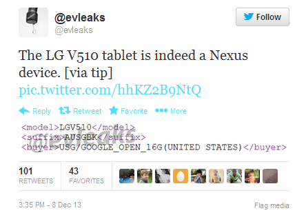 LG V510 kolejnym tabletem z serii Nexus?