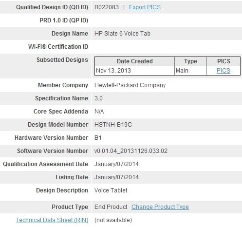 HP Slate 6 Voice Tab