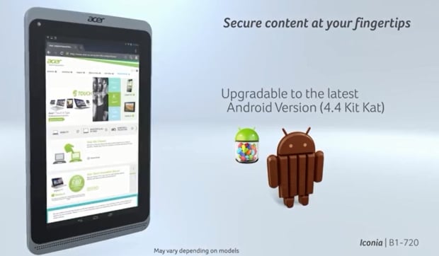 Android 4.4 KitKat dla tabletu Acer Iconia B1-720 potwierdzony na wideo