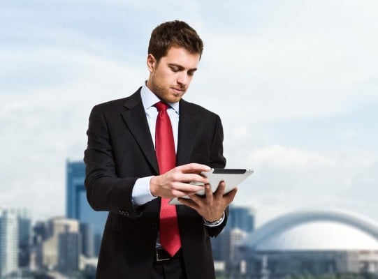 Businessman using a tablet