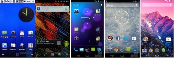 The-evolution-of-Android-came-along-from-Eclair-2.1-on-Nexus-One-to-4.4-KitKat