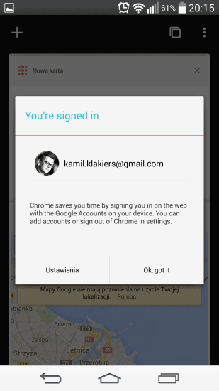uproszczone logowanie google chrome