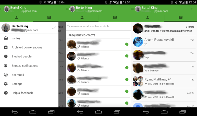 Hangouts 2.3 material design