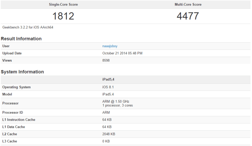 ipad air 2 benchmark