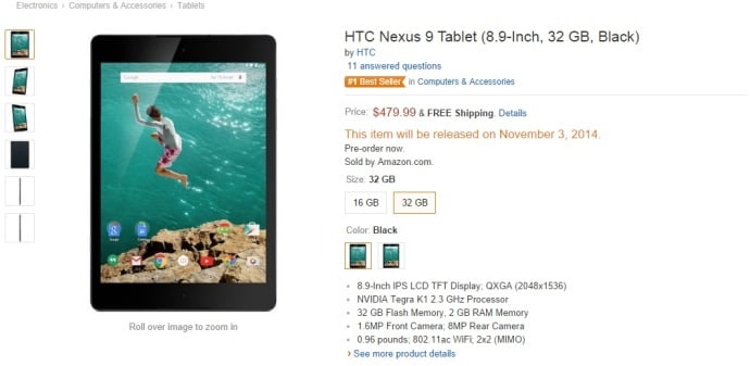 nexus 9 amazon