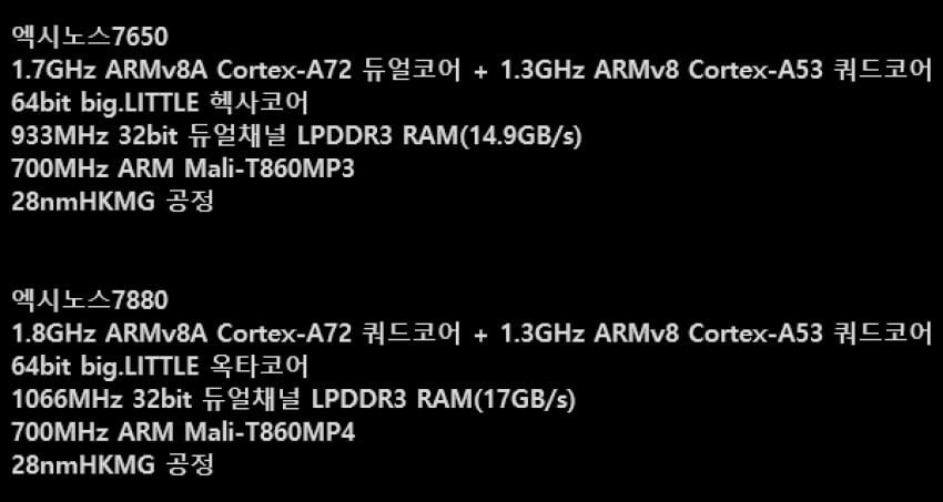 Exynos 7650 Exynos 7880