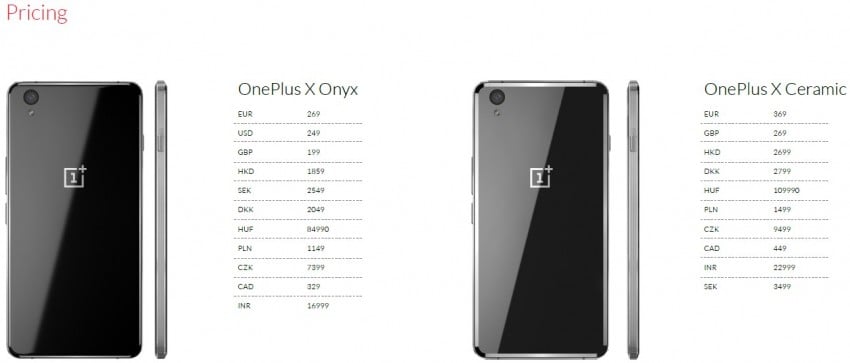 OnePlus X ceny