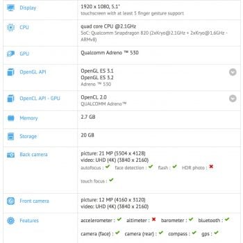 Sony Xperia Snapdragon 820 3 GB RAM 32 GB ROM