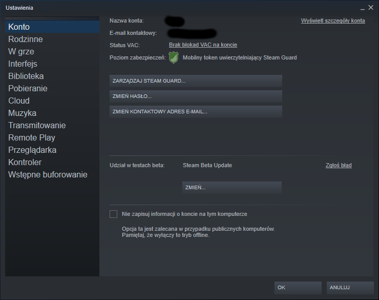 Ustawienia Steam