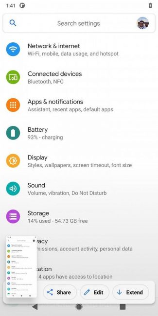 Android 11 przewijany zrzut ekranu