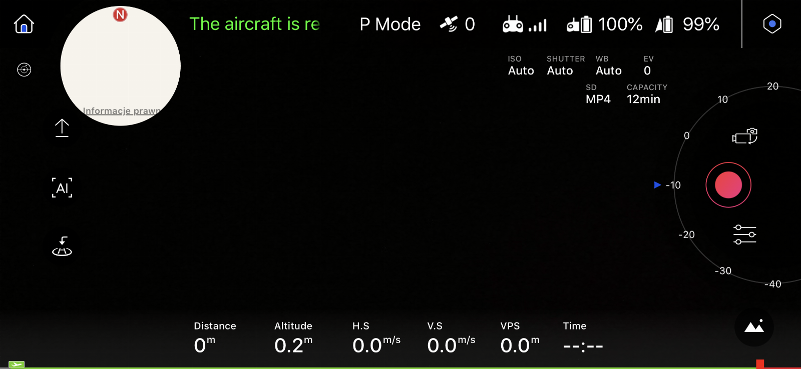 wygląd ekranu sterowania dronem