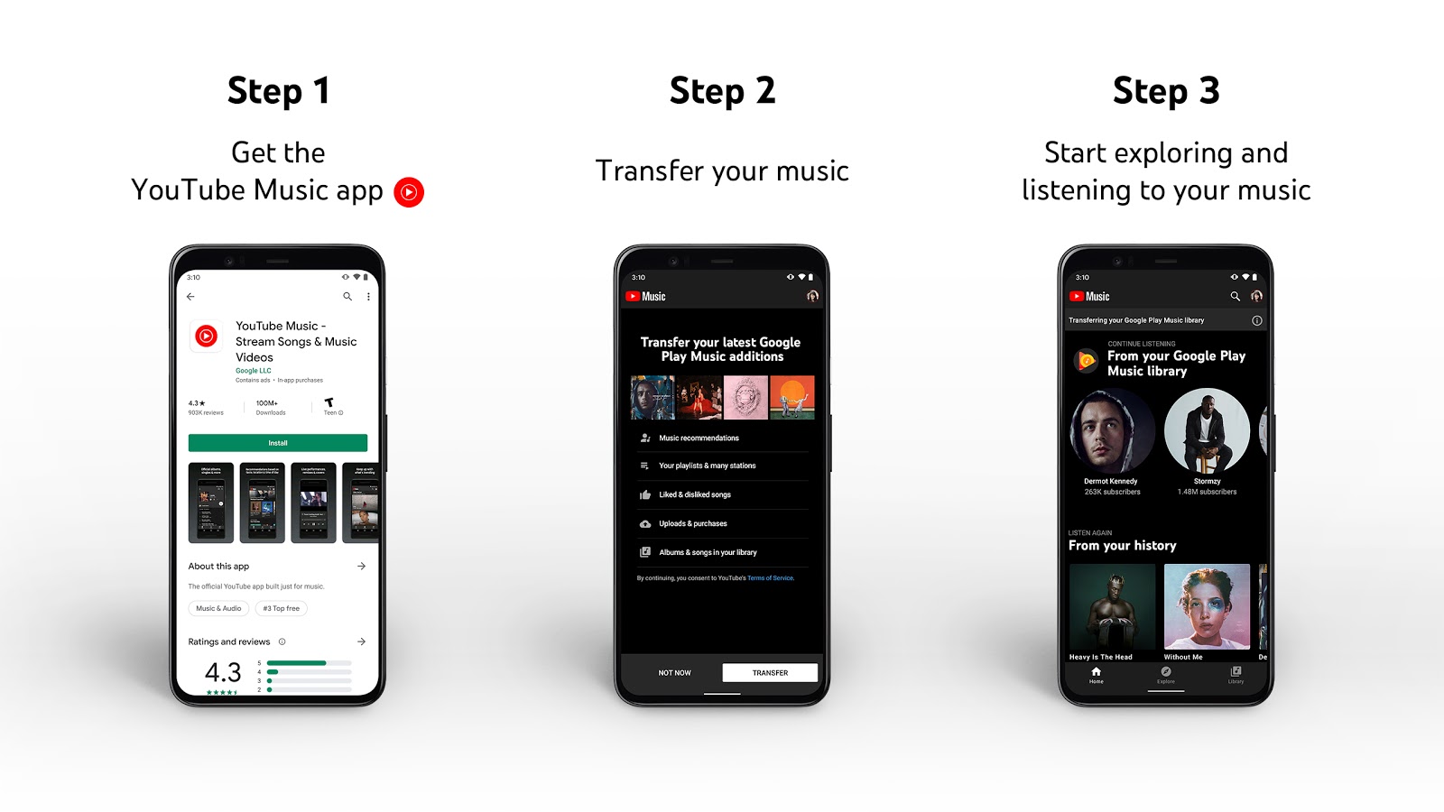 Google Muzyka Play YouTube Music transfer