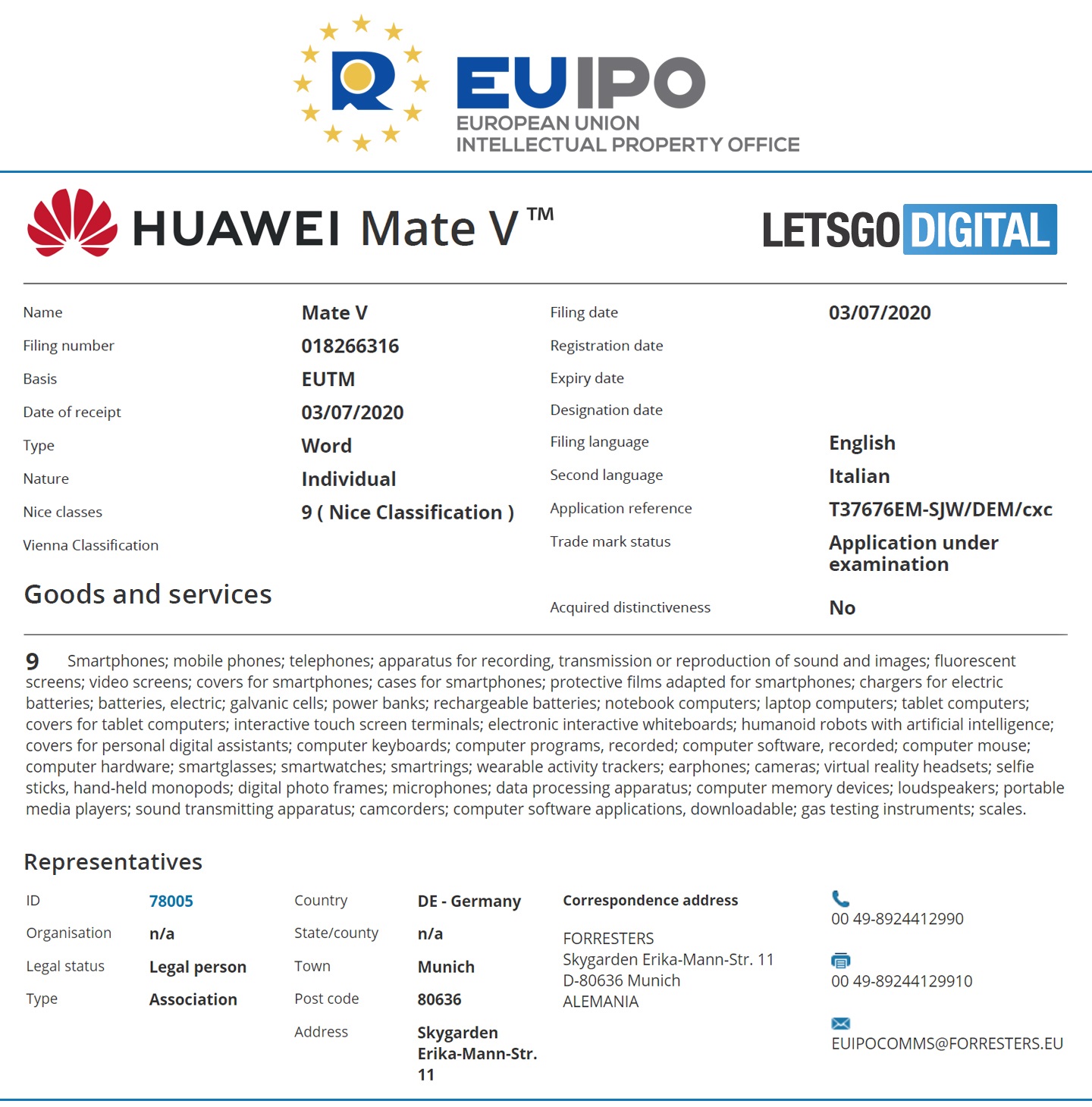 Huawei Mate V EUIPO