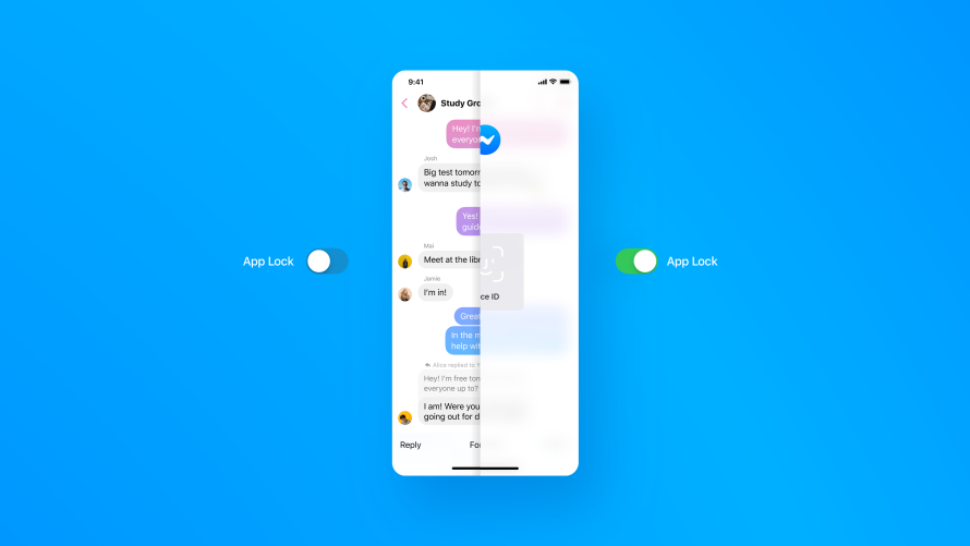 Messenger z obsługą Face ID i Touch ID.