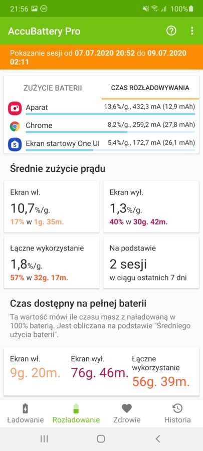 Samsung Galaxy A41 - wytrzymałość baterii