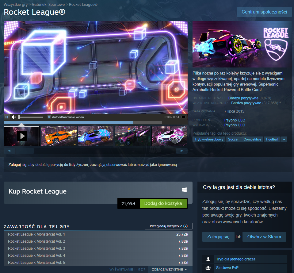 Rocket League w Steam