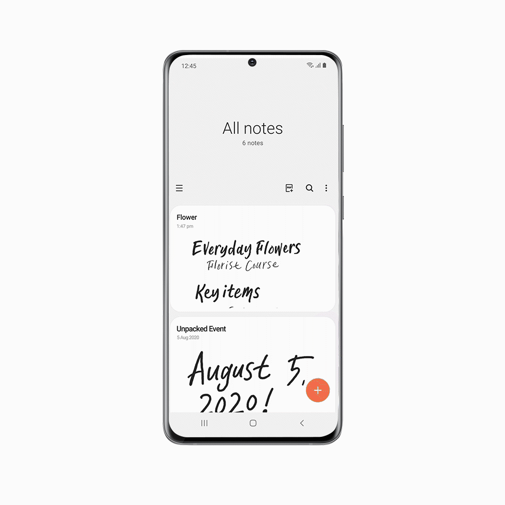 Samsung Galaxy S20 One UI 2.5 Samsung Notes