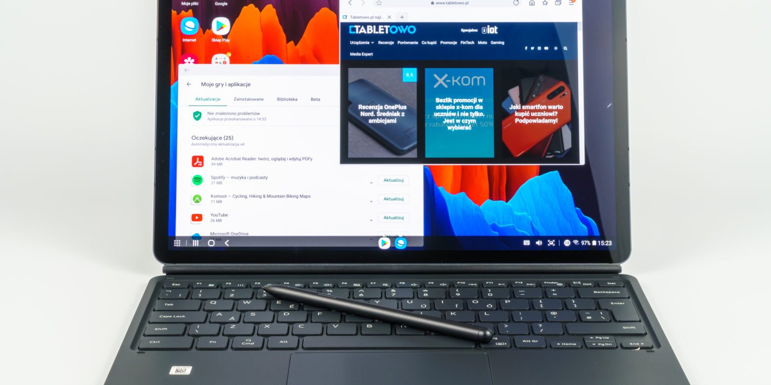 Samsung Galaxy Tab S7+ touchpad, klawiatura i piórko, DeX