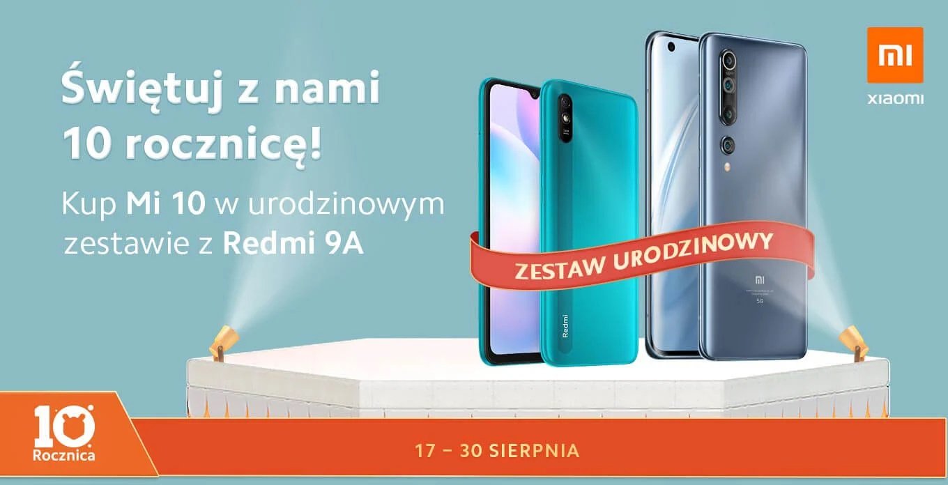 promocja Xiaomi Mi 10 Redmi 9A zestaw urodzinowy