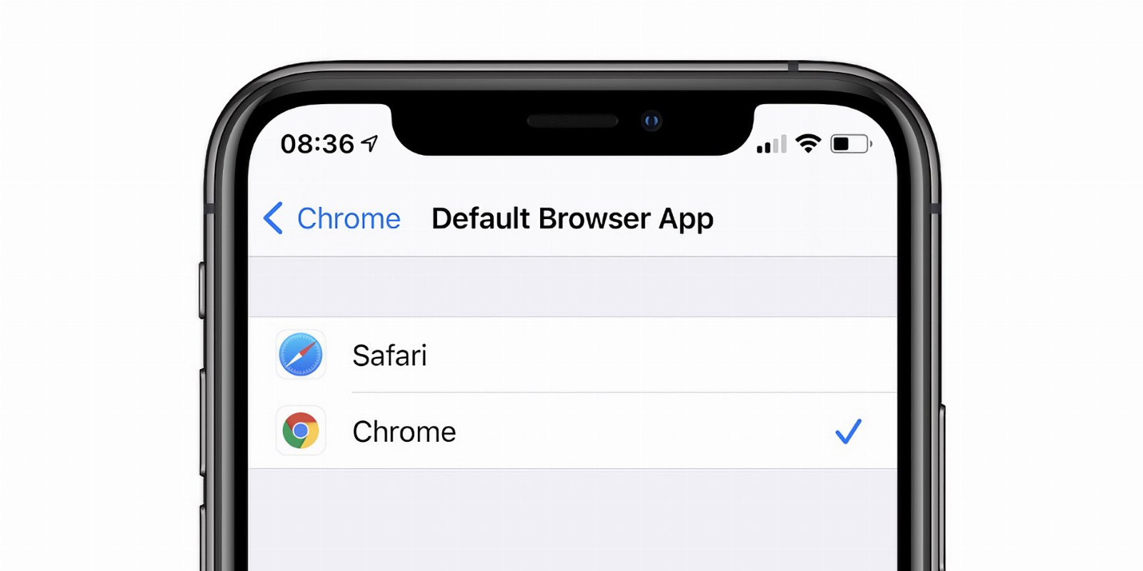 iOS 14 – wybór domyślnej przeglądarki.
