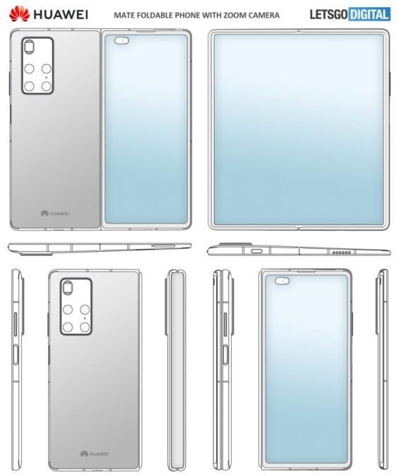 Patent przedstawiający Huawei Mate X2