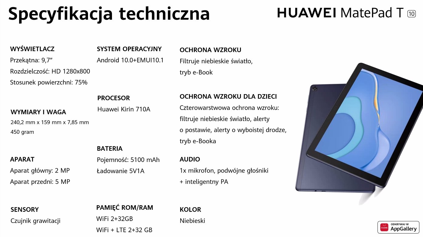 Huawei MatePad T10 - specyfikacja