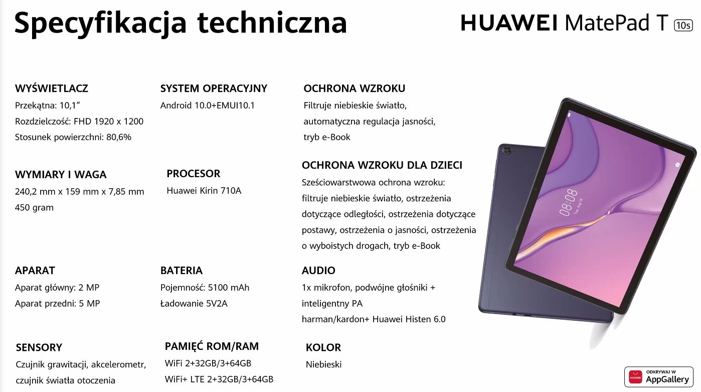 Huawei MatePad T10S - specyfikacja