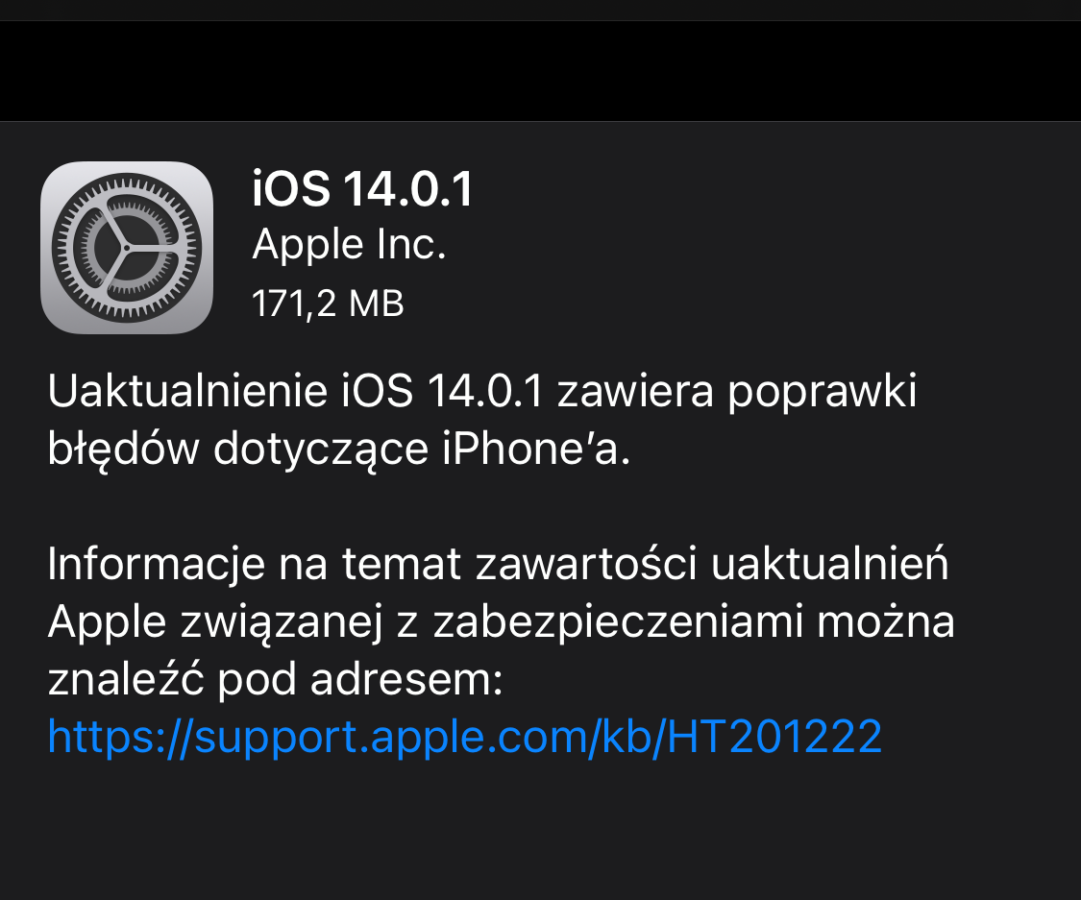 iOS 14.0.1 do pobrania.