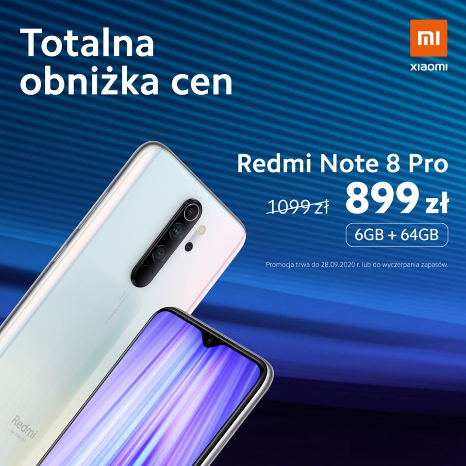 promocja Xiaomi Redmi Note 8 Pro 6 GB/64 GB za 899 złotych