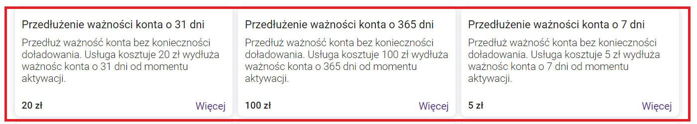 przedłużenie ważności konta Play na kartę